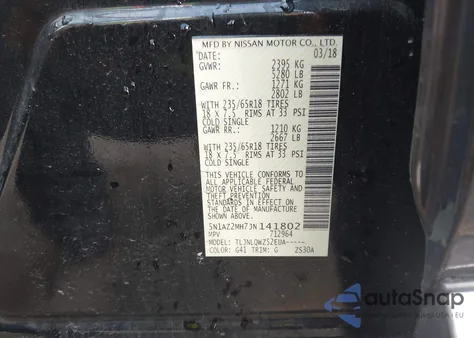 2018 Nissan Murano Sv from USA, damaged, VIN 5N1AZ2MH7JN141802